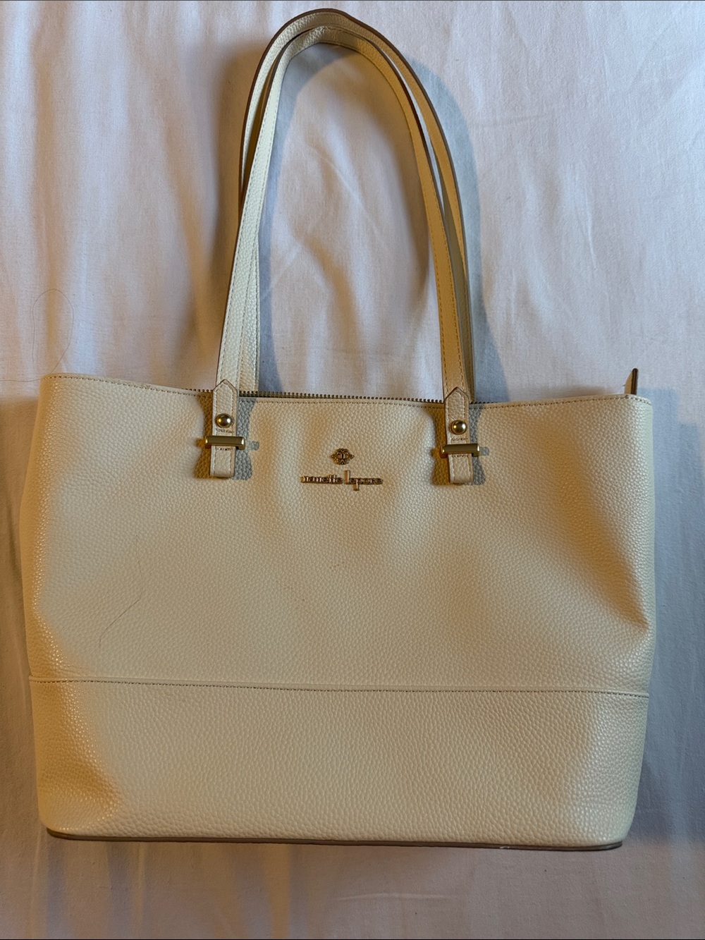 Cream faux leather tote